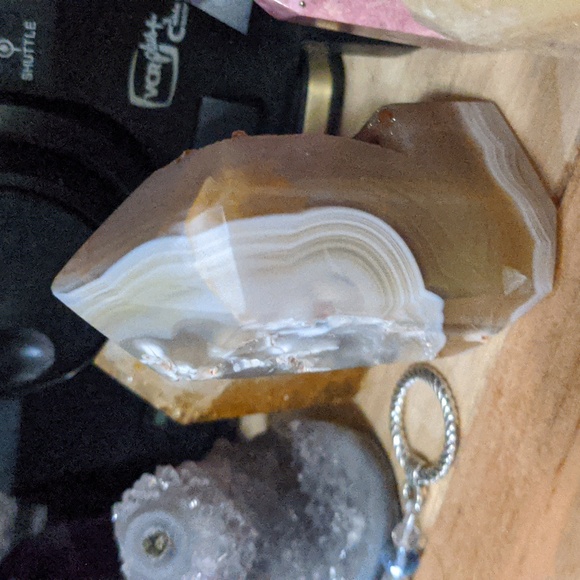 "Fuzzies" Druzy orca agate mini tower glows orange in the sun - Picture 5 of 6